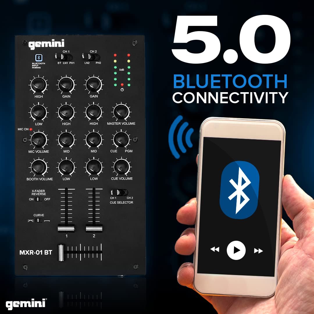Professional DJ Pod Mixers Audio Equipment 2 Channels Bluetooth Inputs