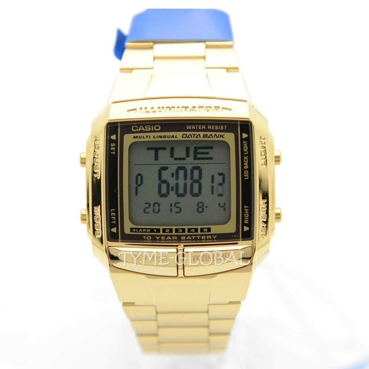 Casio DB-360G-9A Gold Plated Digital Data Bank Stainless Steel