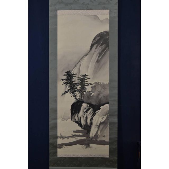 橋本雅邦 橋本雅邦 山水群鴉図 掛軸☆宝船☆N-113 桜山水