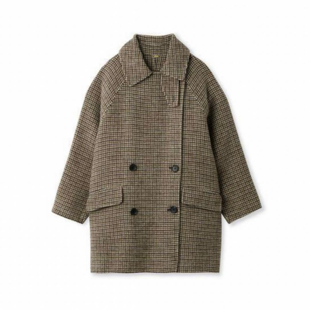 新品未使用タグ付 ミラオーウェン 衿ストラップハーフ丈リバーPコート