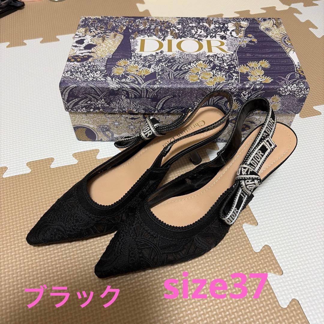 美品✨Christian Dior 黒ポインテッドトゥミュール 37レース Women's Dway in embroidered cotton mules | DIOR | 24S