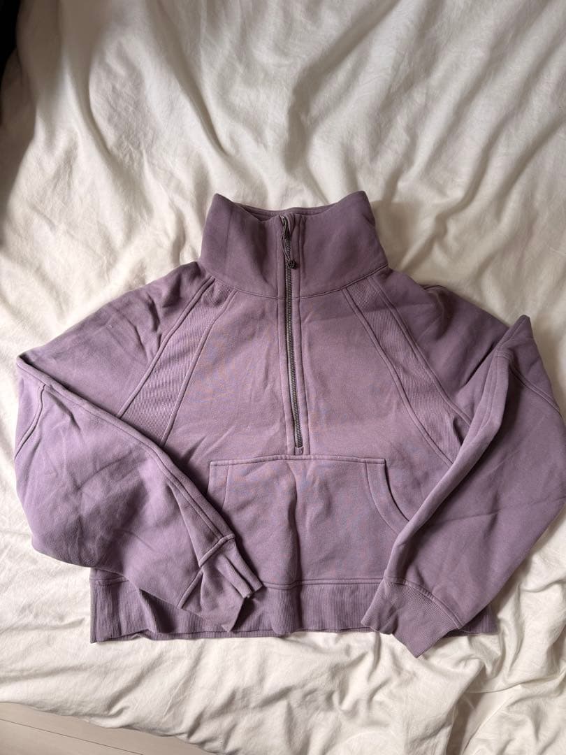 lulemon ルルレモン Scuba ハーフジップ クロップド スウェット M Scuba オーバーサイズ ファネルネックハーフジップ | パーカー