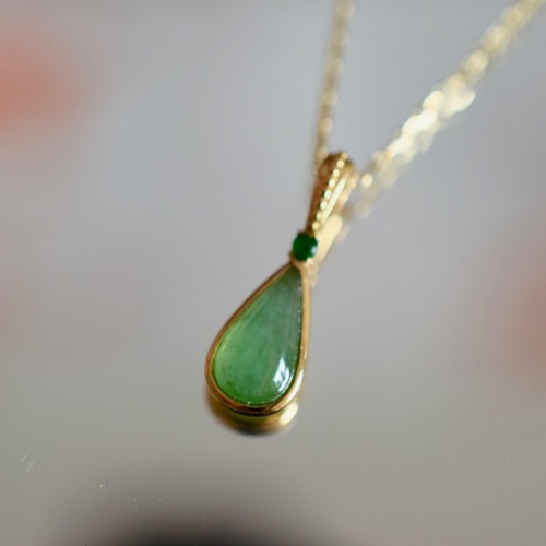 616 受注制作氷種 k18金ゴールド ミャンマー産 天然A貨 本翡翠