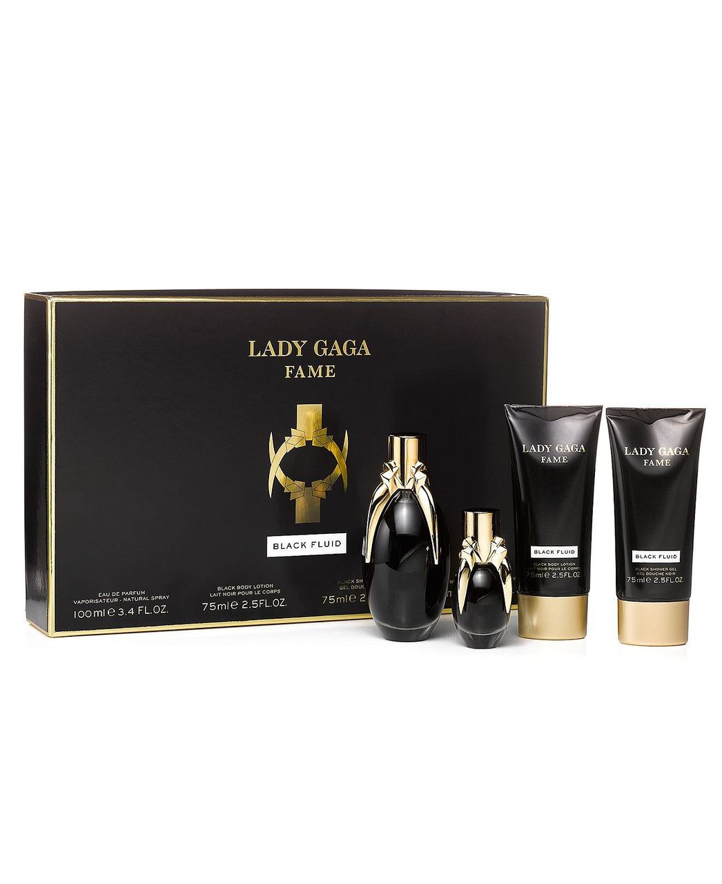 LADY GAGA FAME 4 PCS SET FOR WOMEN: 3.4 EAU DE PARFUM + 0.5 EAU DE